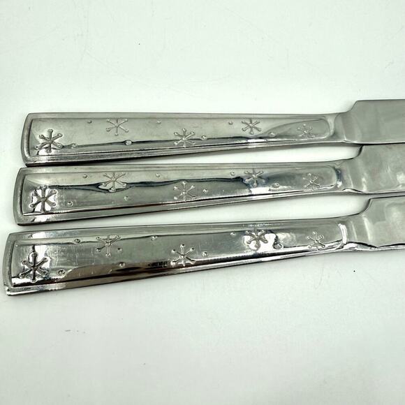 Lot of 3 Vintage Sakura New French Solid Knife Stainless Steel Snowflake Mumm - Picture 4 of 6